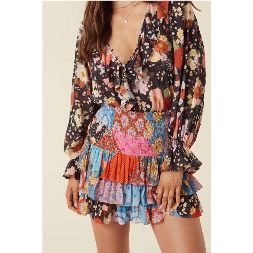 Spell & Gypsy cha cha skirt boho ruffle patchwork - Picture 3 of 5